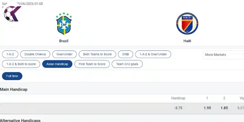 Soi kèo chấp Châu Á trận bóng Brazil vs Haiti
